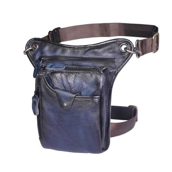 Genuine Leather Men Design Casual Brown Classic Shoulder Sling Bag Fashion Travel Fanny Waist Belt Pack Leg Bag