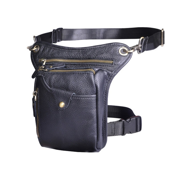 Genuine Leather Men Design Casual Brown Classic Shoulder Sling Bag Fashion Travel Fanny Waist Belt Pack Leg Bag