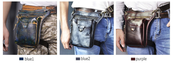 Genuine Leather Men Design Casual Brown Classic Shoulder Sling Bag Fashion Travel Fanny Waist Belt Pack Leg Bag