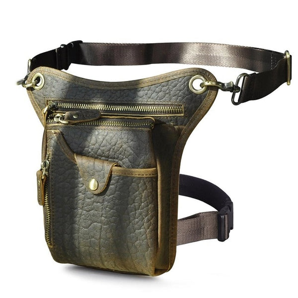 Genuine Leather Men Design Casual Brown Classic Shoulder Sling Bag Fashion Travel Fanny Waist Belt Pack Leg Bag